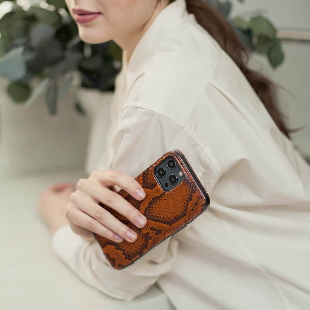 Python Leather Case iPhone 13 Pro Gold | Marcel Robert - 0