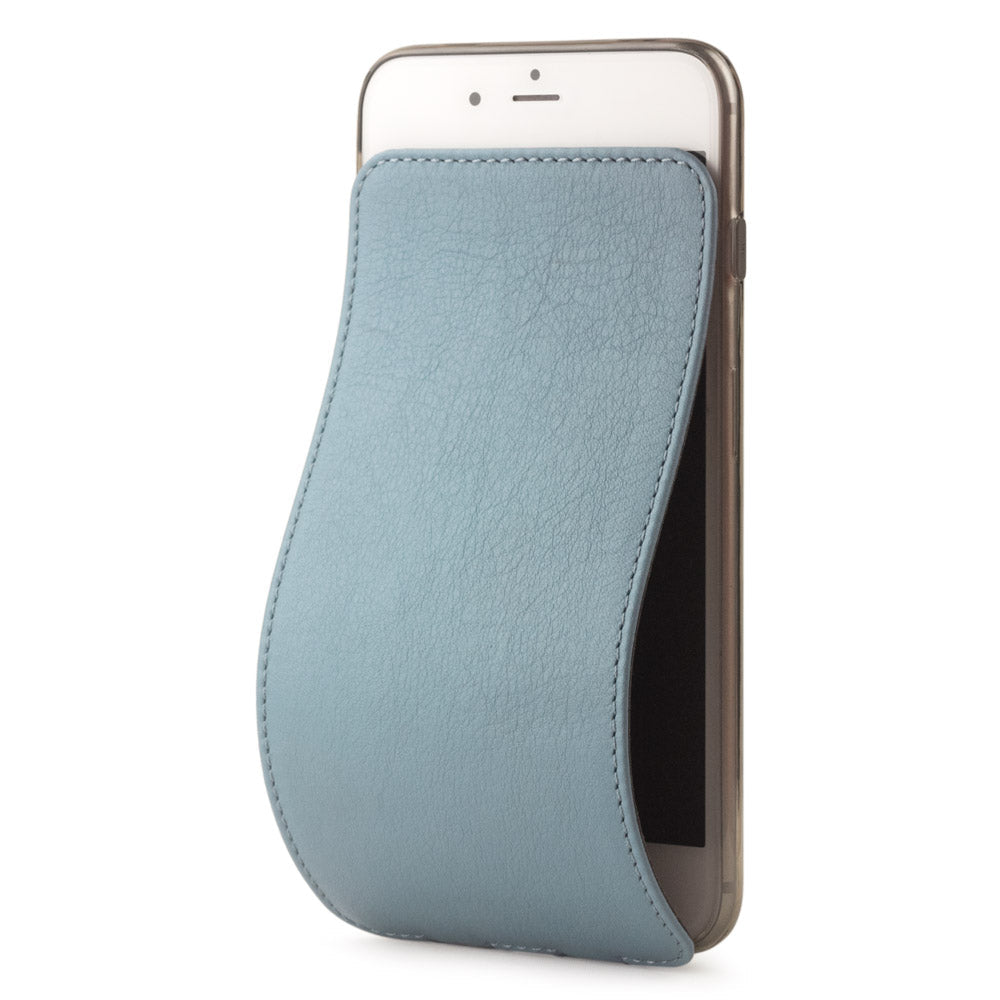 Lederen hoesje Blauwgrijs voor iPhone SE - luxe hoesje van echt leer met gedeeltelijk geopende magnetische klep