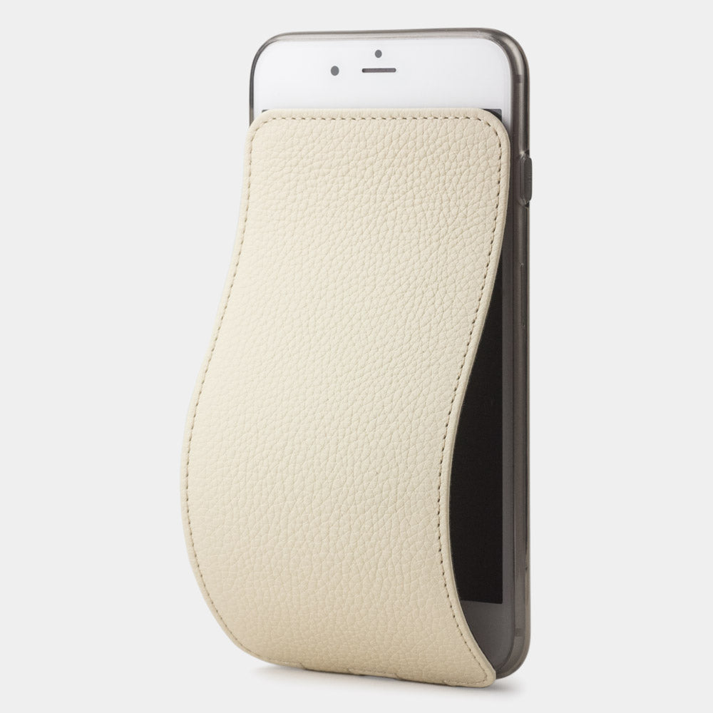 Lederen hoesje Crème voor iPhone SE - luxe hoesje van echt leer met gedeeltelijk geopende magnetische klep