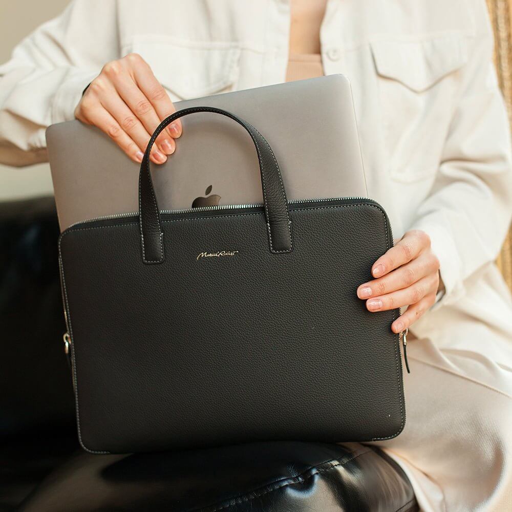 Premium Black Leather Laptop Bag 14'' Bocage | Marcel Robert - 5