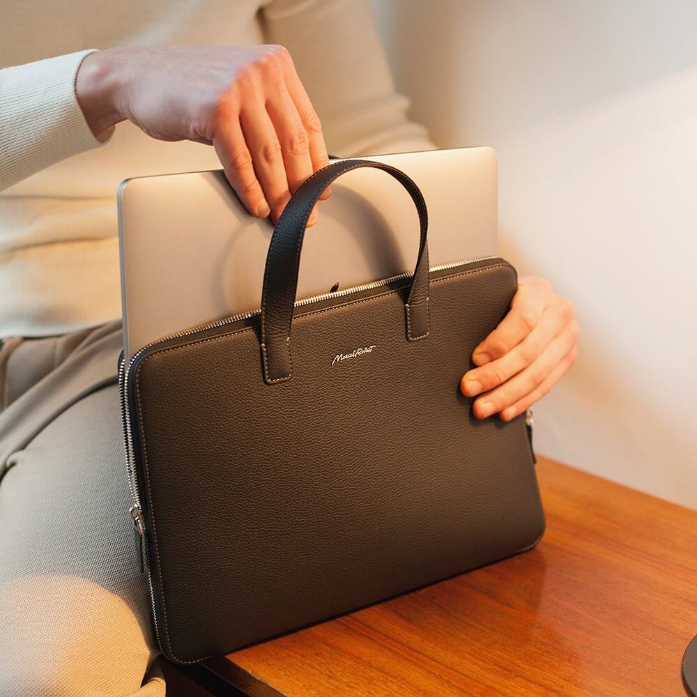 Premium Black Leather Laptop Bag 14'' Bocage | Marcel Robert - 8