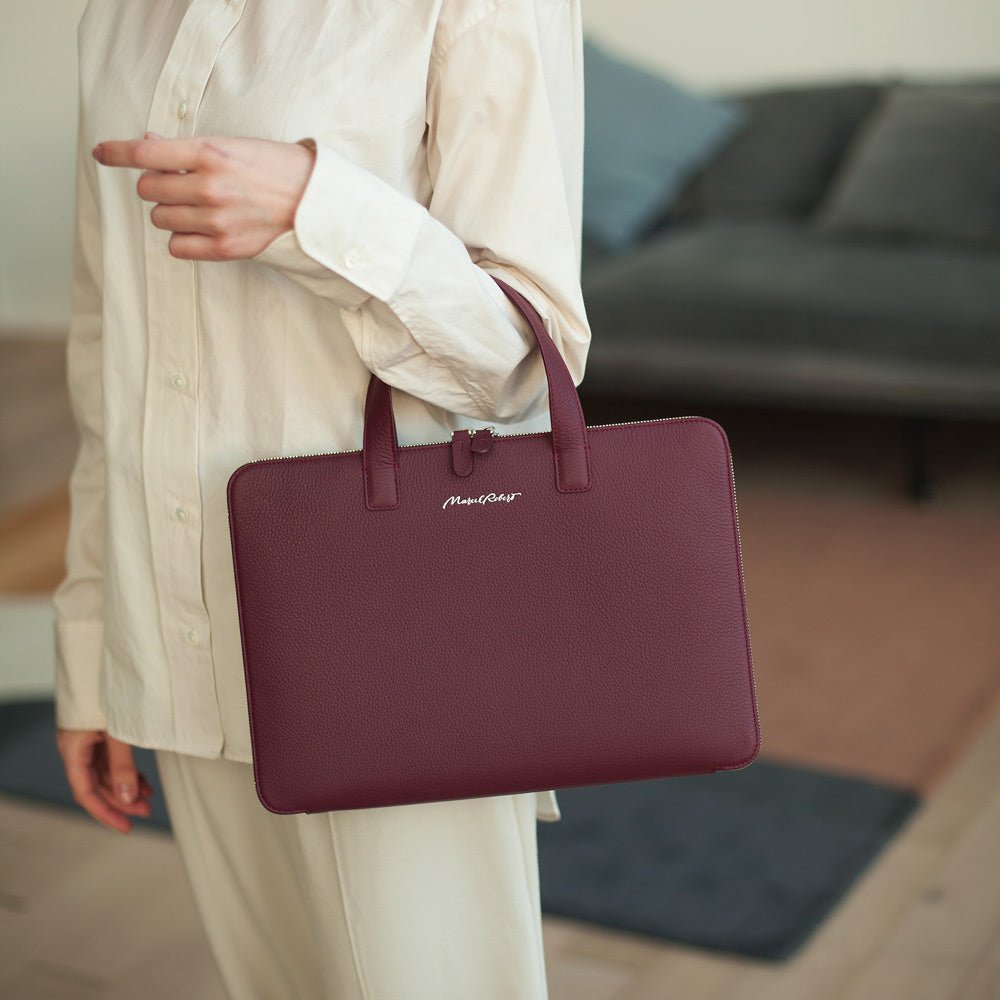 Dark Red Notebook Bag 14'' Natural Leather | Marcel Robert - 5