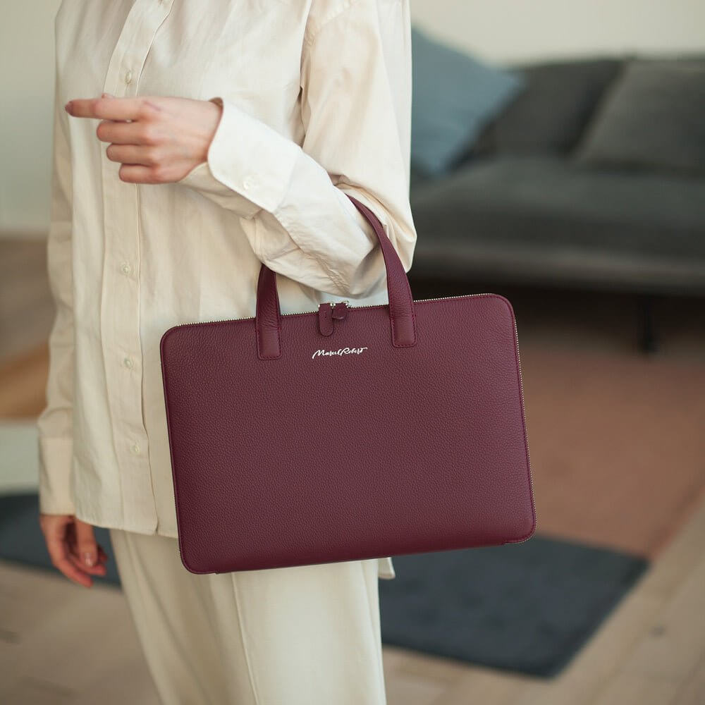 Dark Red Notebook Bag 14'' Natural Leather | Marcel Robert - 5