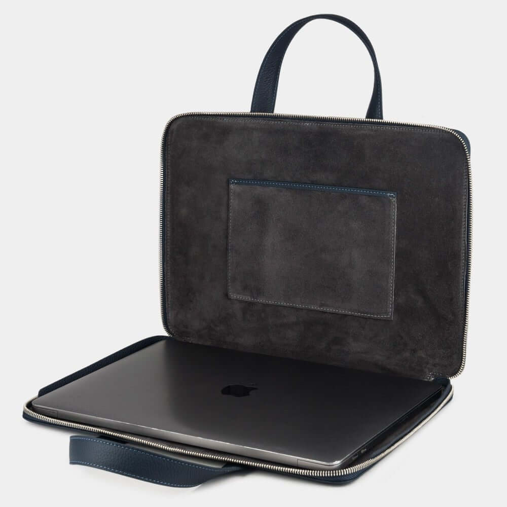 Leather Notebook Bag 14'' with Pockets Black | Marcel Robert - 3