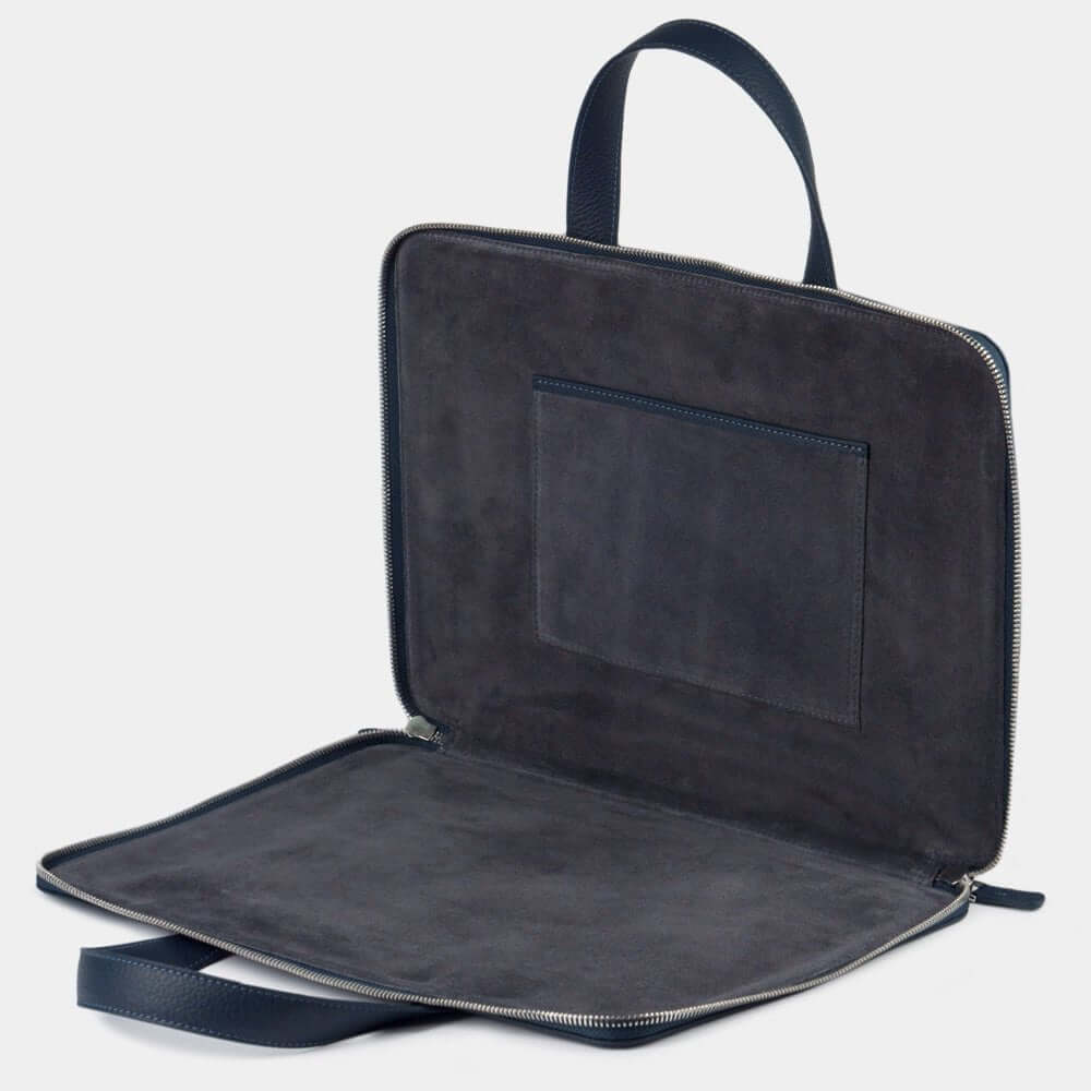Leather Notebook Bag 14'' with Pockets Blue | Marcel Robert - 7