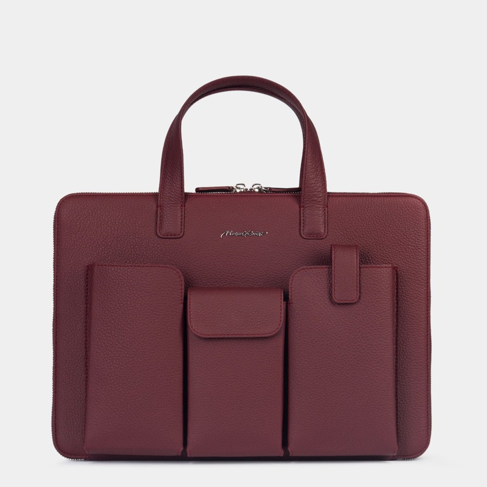 Dark Red Leather Notebook Bag 14'' Pockets | Marcel Robert - 0