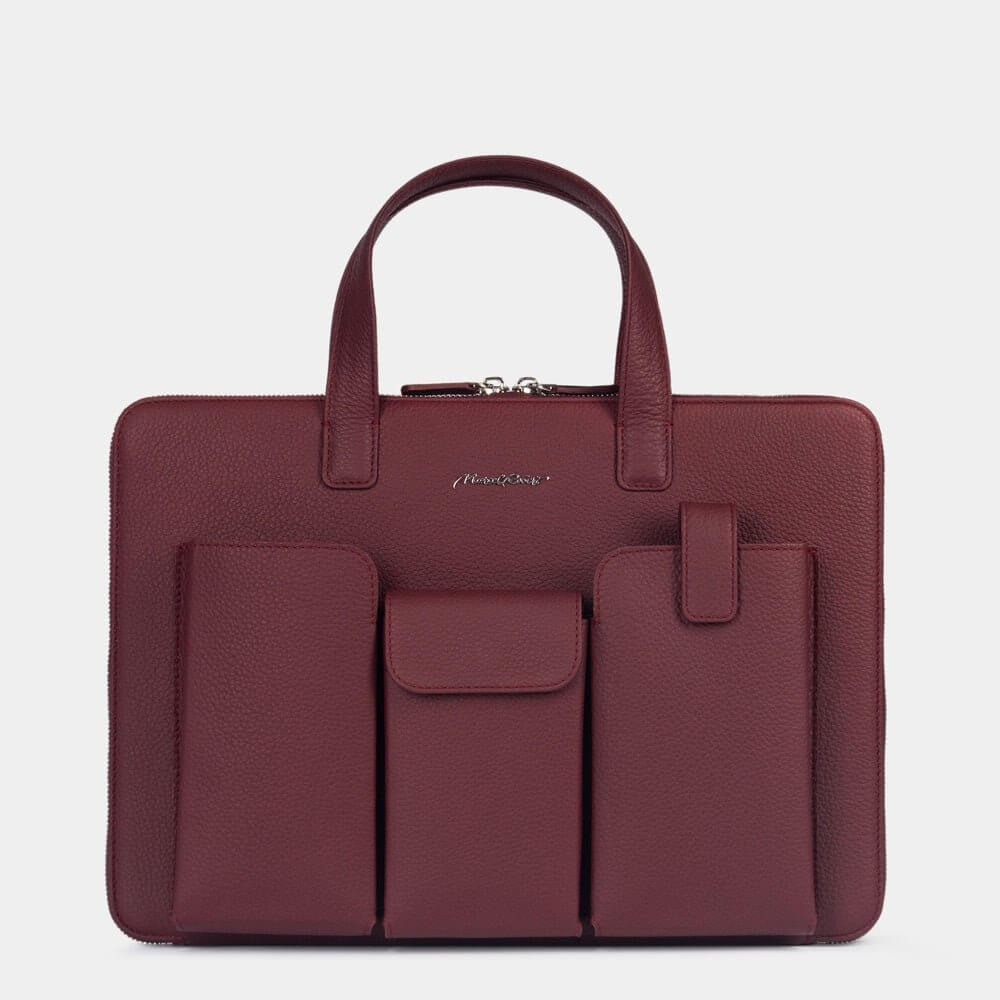 Dark Red Leather Notebook Bag 14'' Pockets | Marcel Robert - 0