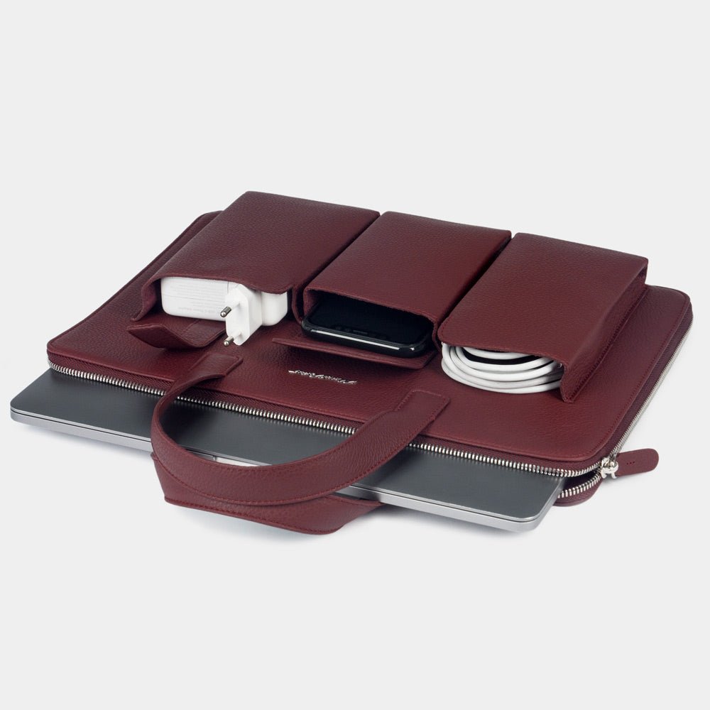 Dark Red Leather Notebook Bag 14'' Pockets | Marcel Robert - 4