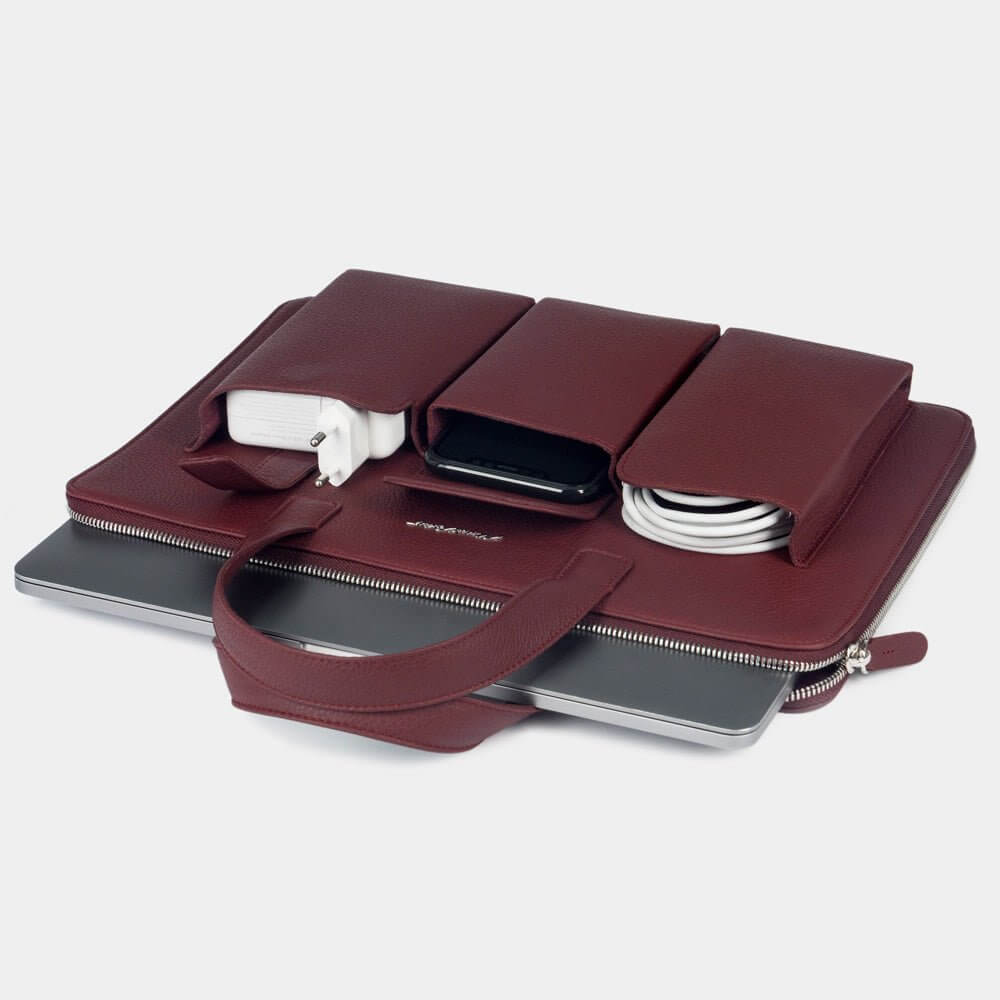 Dark Red Leather Notebook Bag 14'' Pockets | Marcel Robert - 4