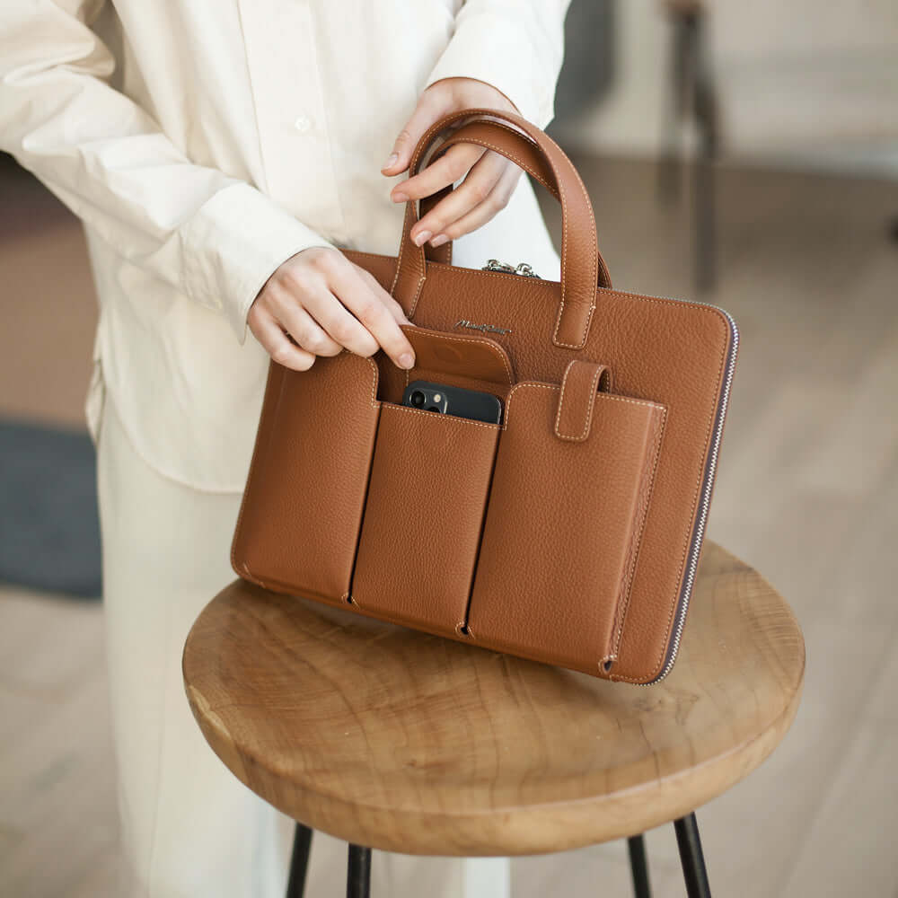 notebook bag 14'' Bocage with pockets gold