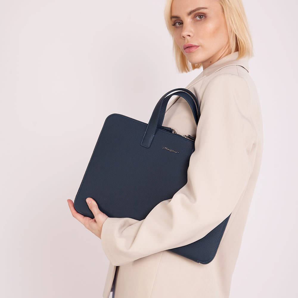 Perfect Blue Leather Bag for Notebook 17'' | Marcel Robert - 3