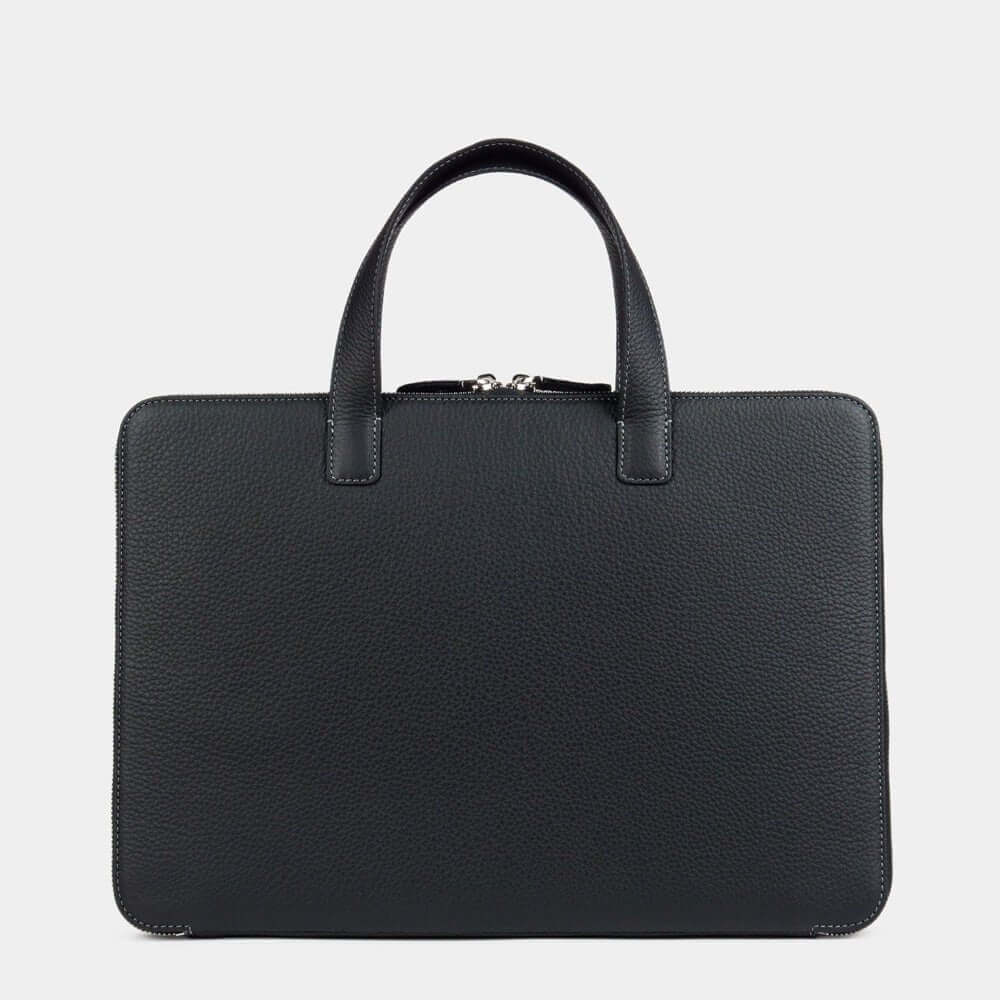 Leather Notebook Bag 17'' with Pockets Black | Marcel Robert - 1