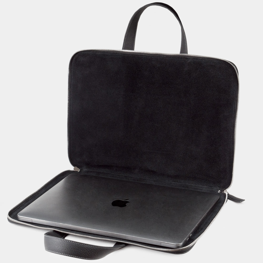 Leather Notebook Bag 17'' with Pockets Black | Marcel Robert - 2