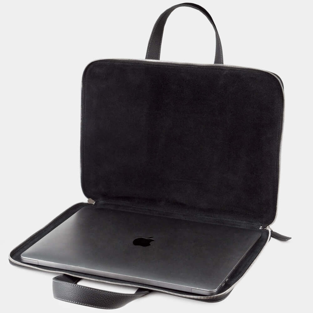 Leather Notebook Bag 17'' with Pockets Black | Marcel Robert - 2