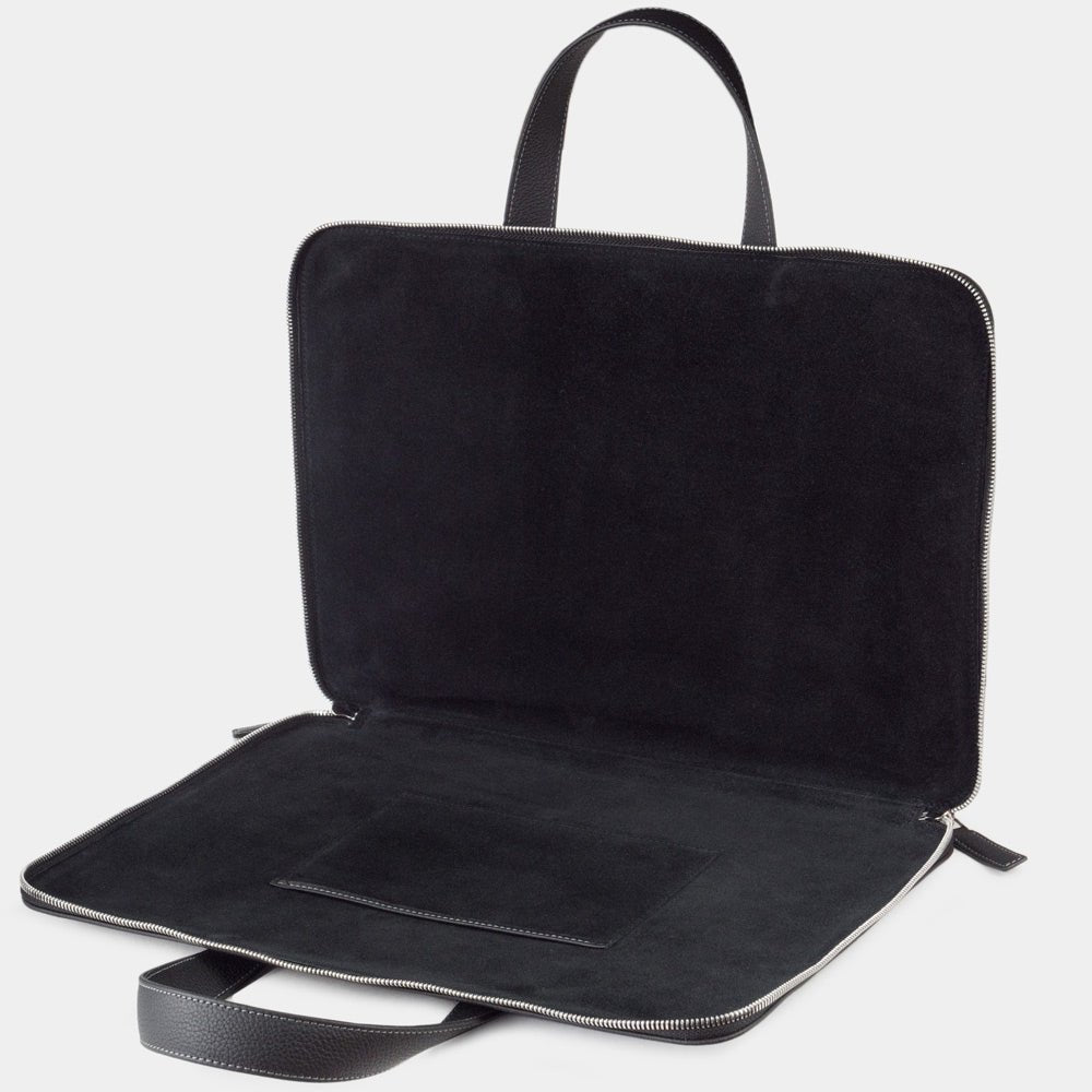 Leather Notebook Bag 17'' with Pockets Black | Marcel Robert - 5