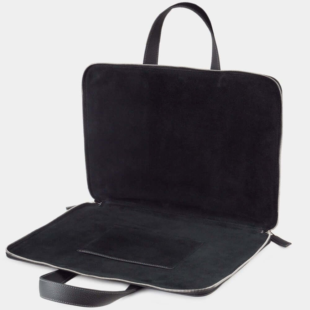 Leather Notebook Bag 17'' with Pockets Black | Marcel Robert - 5