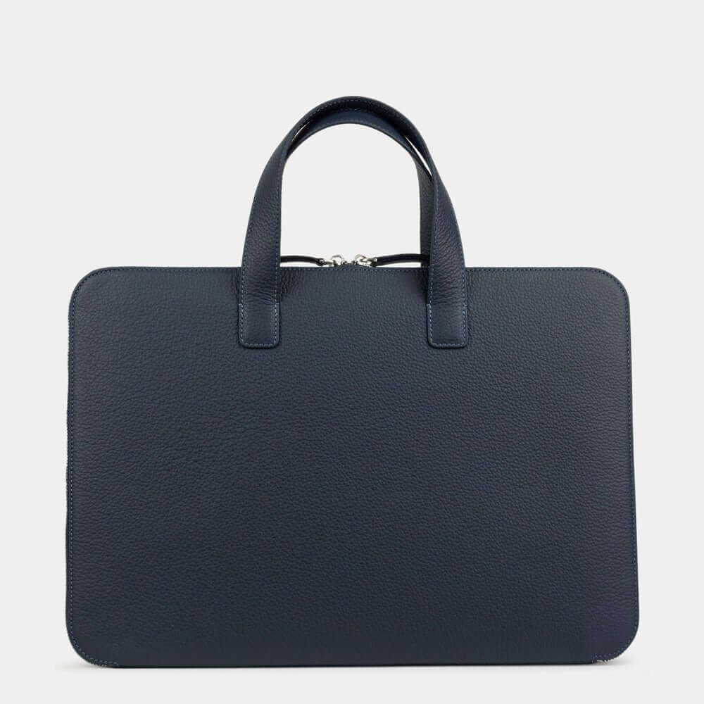 Leather Notebook Bag 17'' with Pockets Blue | Marcel Robert - 1