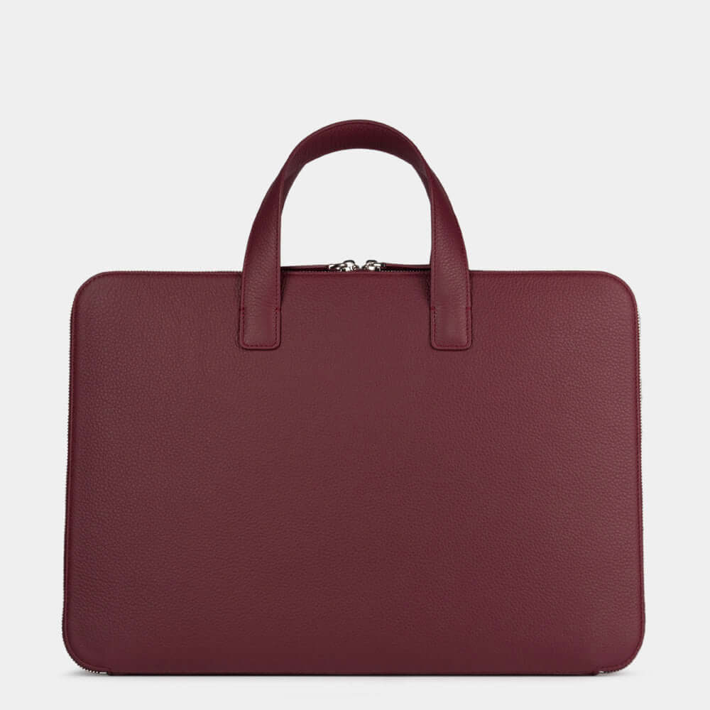 Dark Red Leather Notebook Bag 17'' with Pockets | Marcel Robert - 1