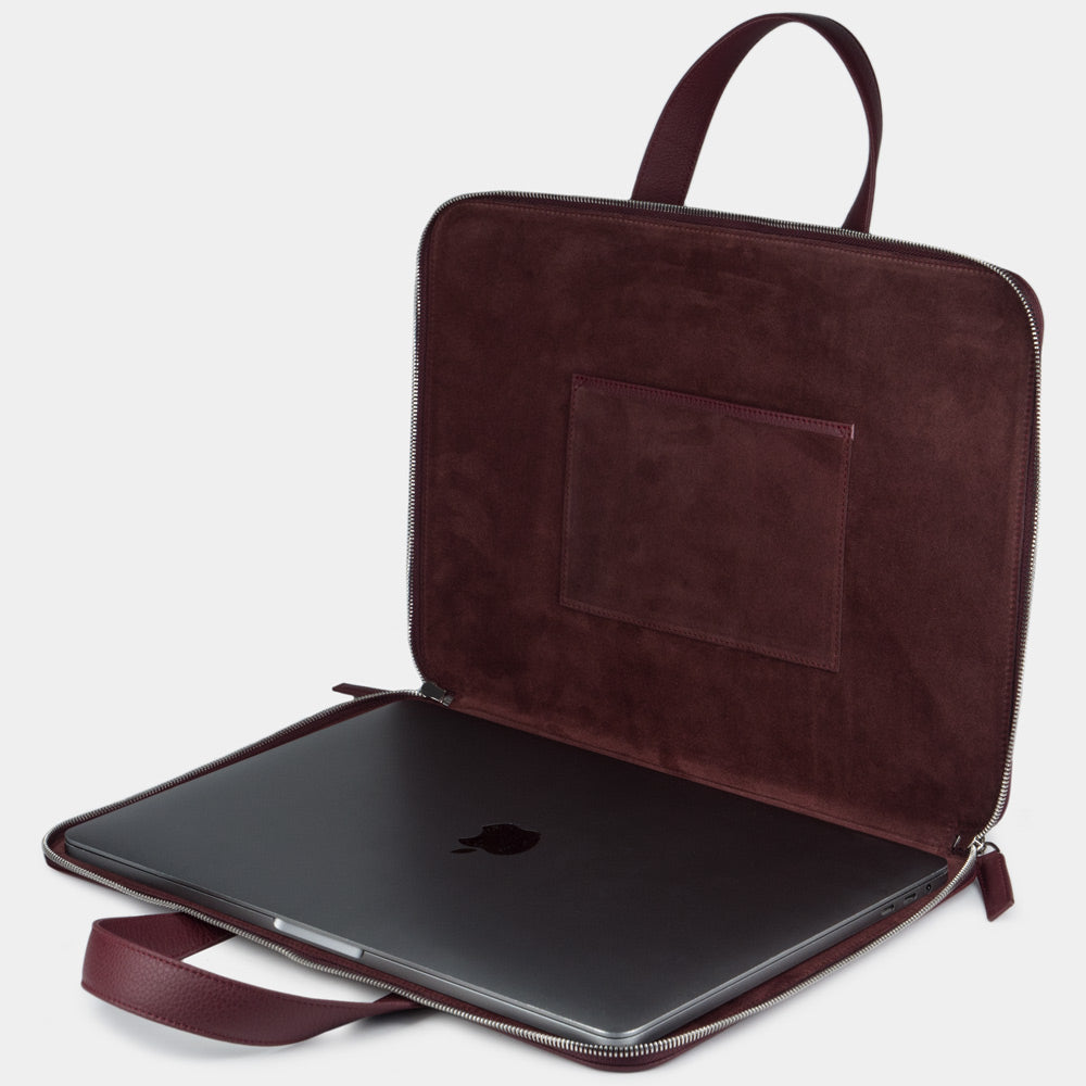 Dark Red Leather Notebook Bag 17'' with Pockets | Marcel Robert - 2