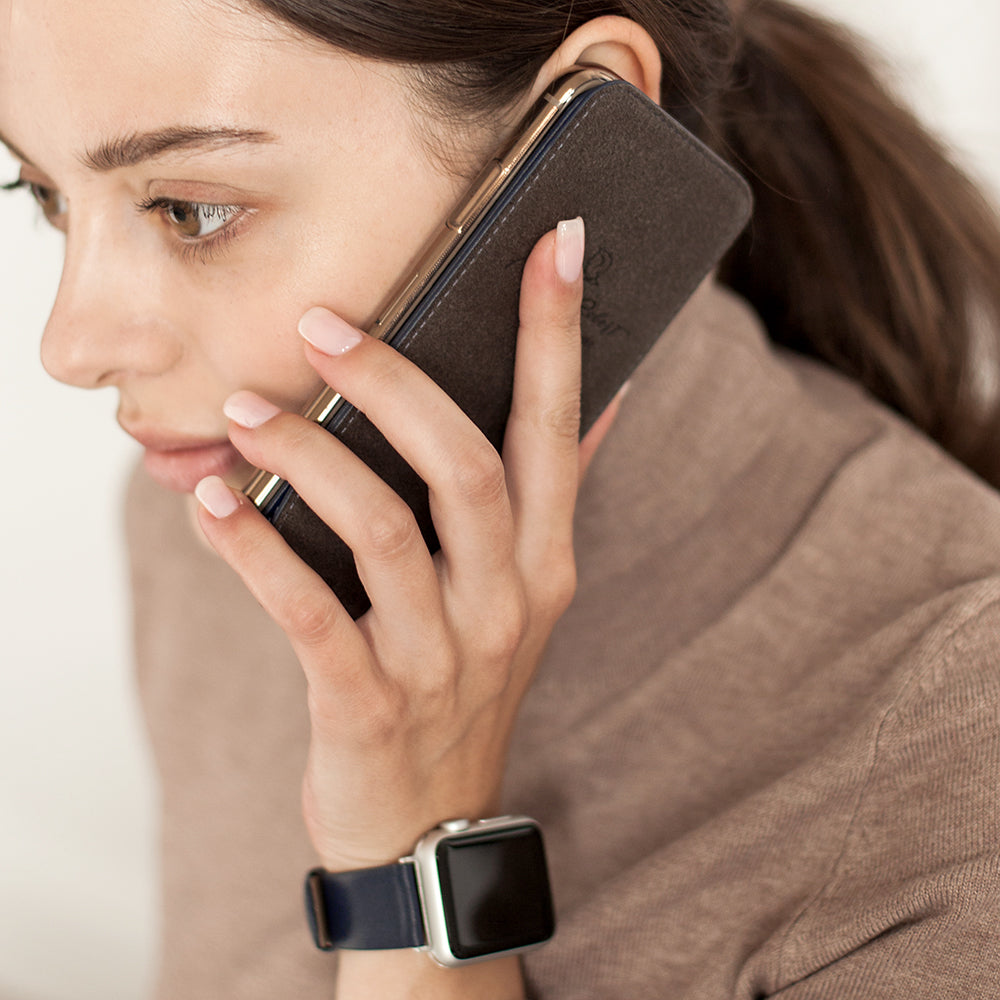 Indigo Blue Leather iPhone X Case with MagSafe