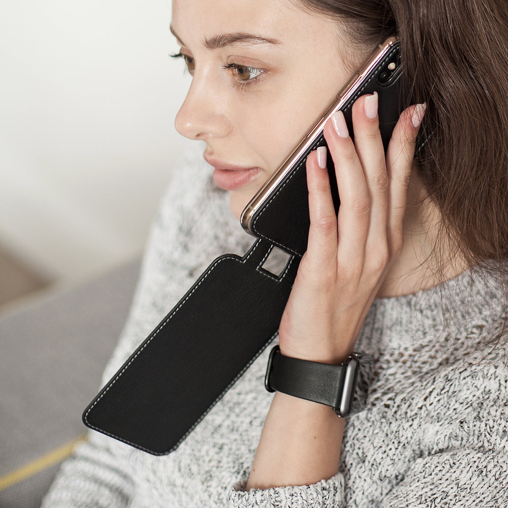 Coque iPhone XS Max en cuir noir