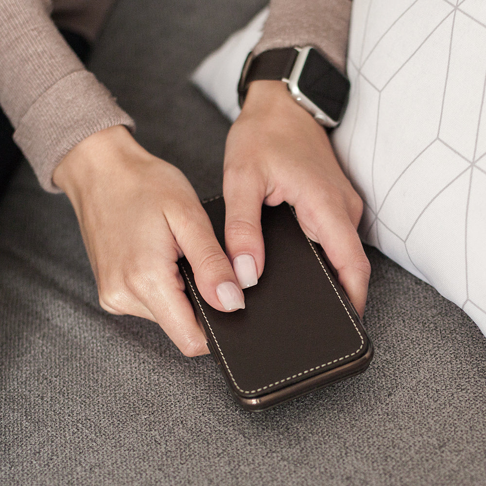 custodia iPhone X marrone