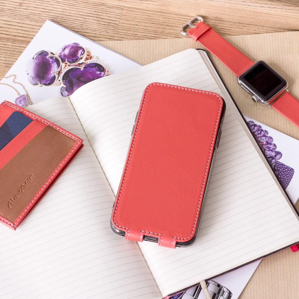 Premium Leather Case iPhone X/XS Red Coral | Marcel Robert - 5