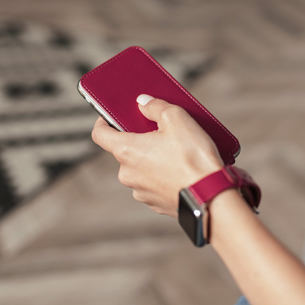 Fuchsia Leather iPhone X Case