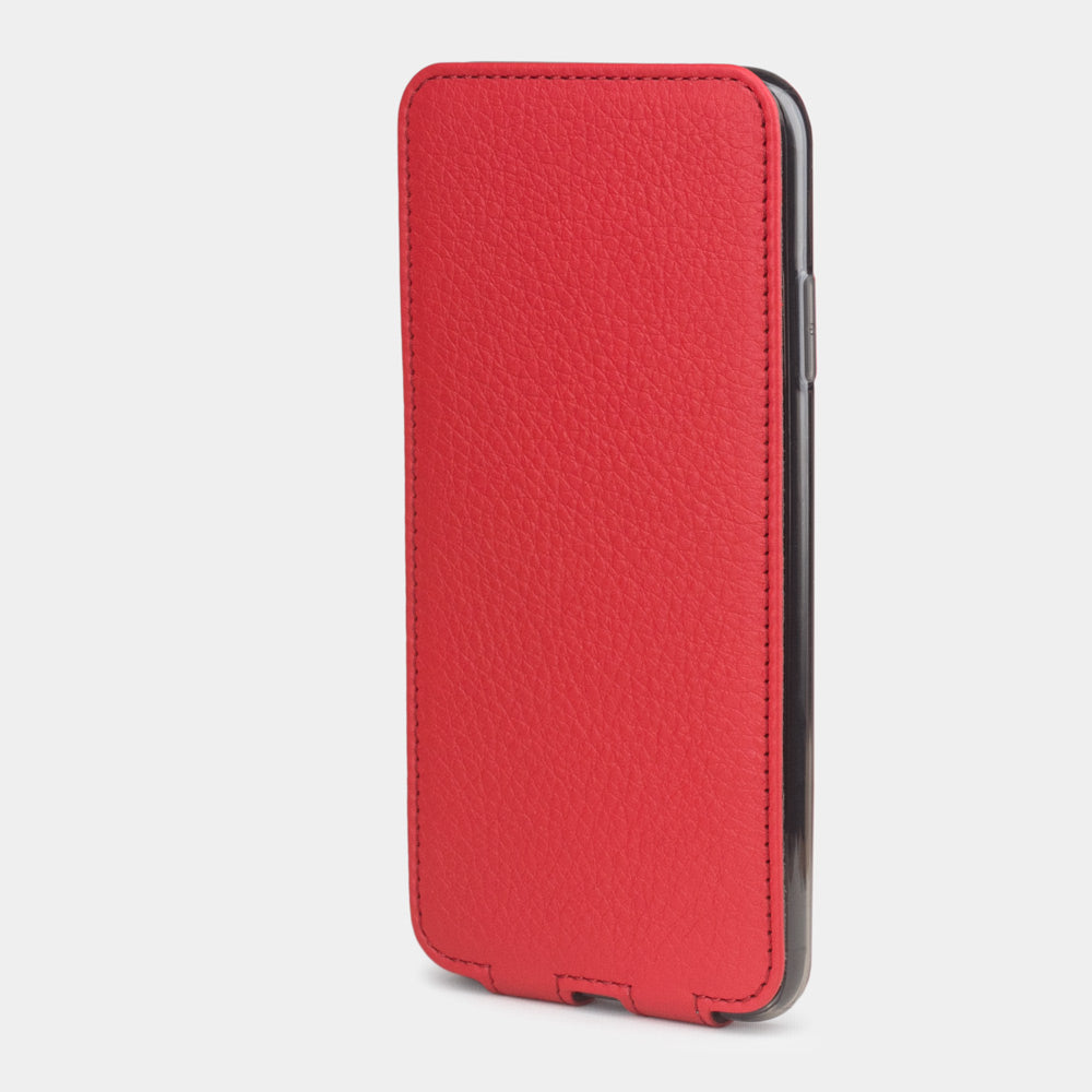 Leren flip-hoesje rood voor iPhone XS Max - vooraanzicht van de gesloten klep