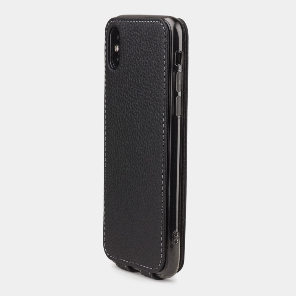 leren hoesje mat zwart voor iPhone XS Max - achteraanzicht met de camera-uitsparing & effectief beschermde lens