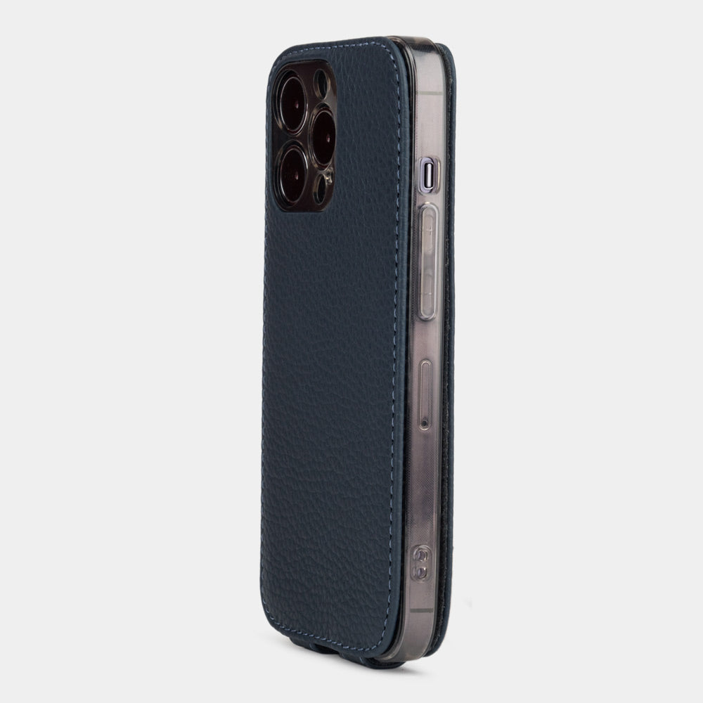 iPhone 15 Pro Max Blue Calfskin Leather Case – MagSafe Flip