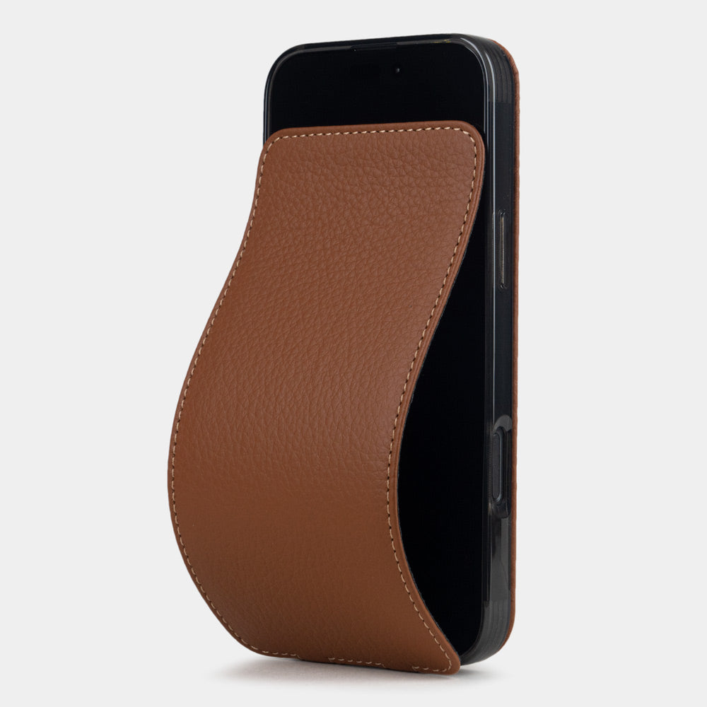 iPhone 16 Pro Max Gold leather Flip Case with MagSafe