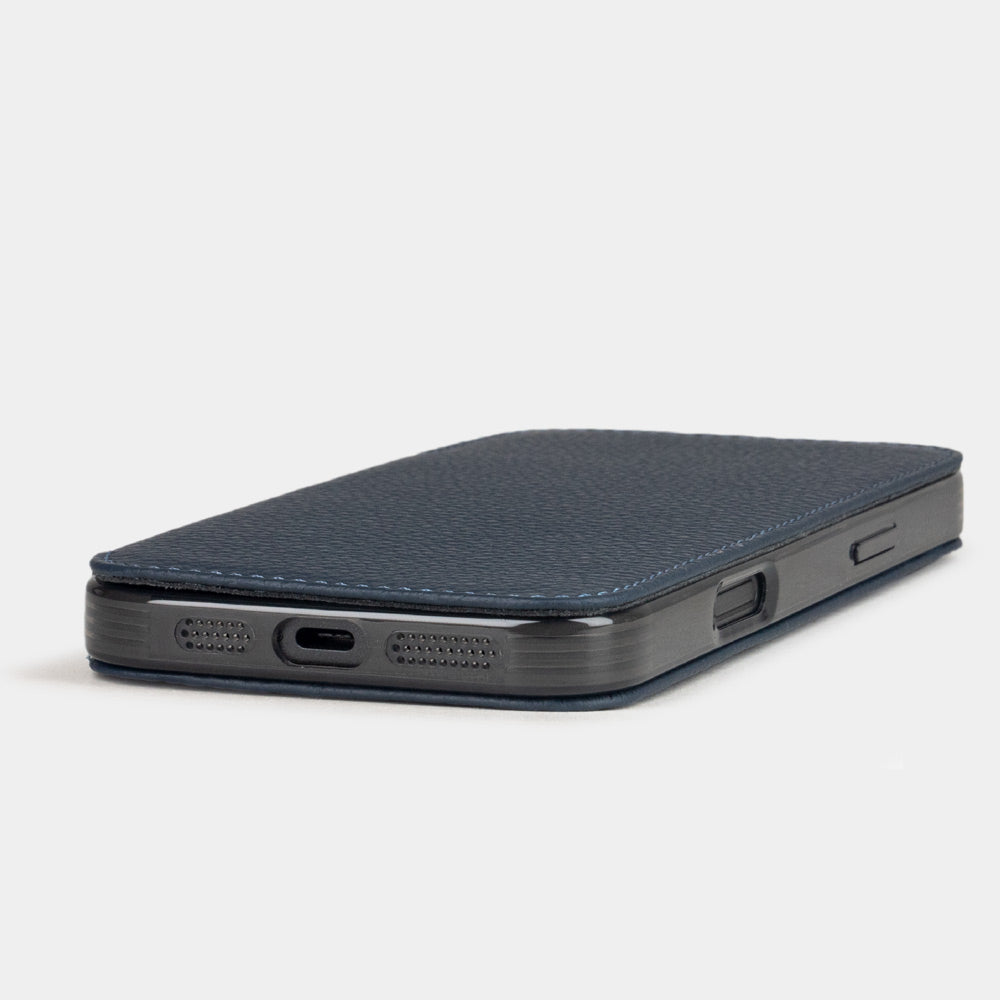 iPhone 16 Pro Handyhülle Blau Kalbsleder – MagSafe