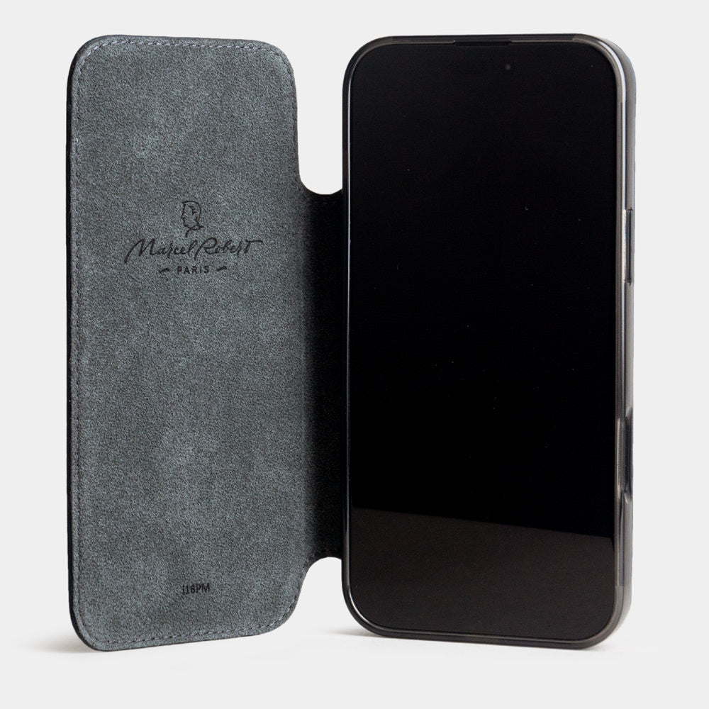 iPhone 16 Pro Handyhülle Blau Kalbsleder – MagSafe