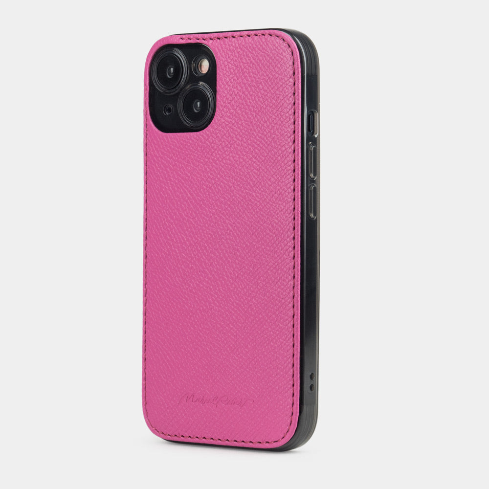 iPhone 15 cover case fuchsia saffiano