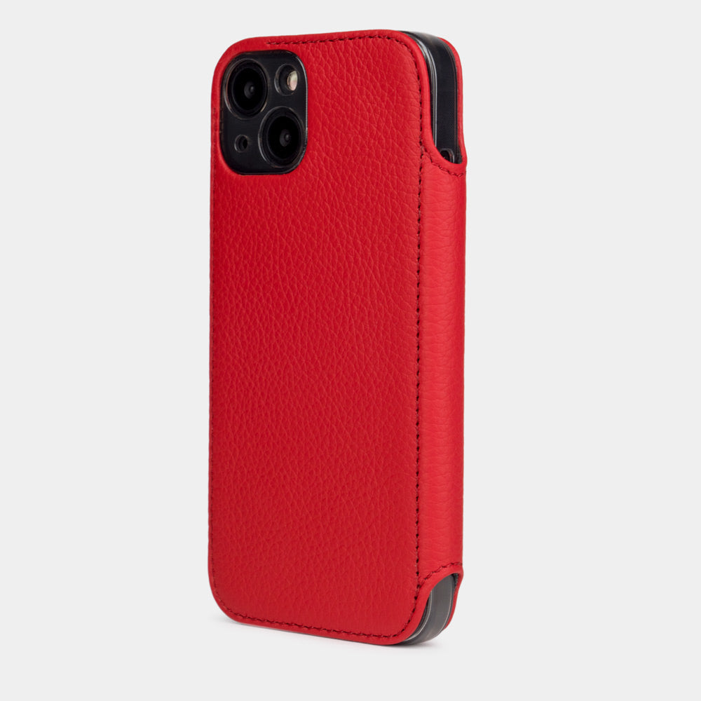iPhone 15 Pro Max Red Calfskin Leather Wallet Case – MagSafe
