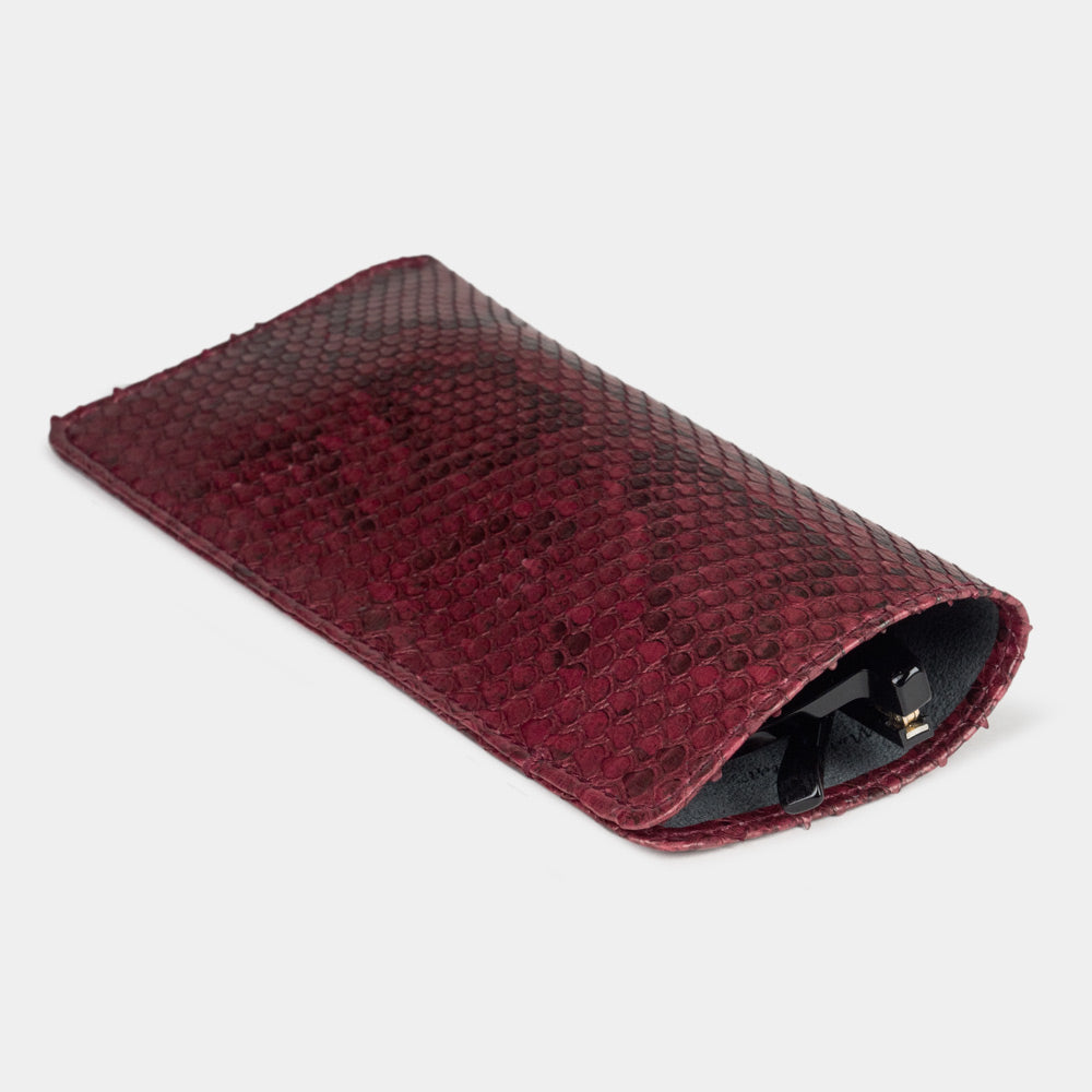 Lederbrillen Etui Pocket Python Bordeaux