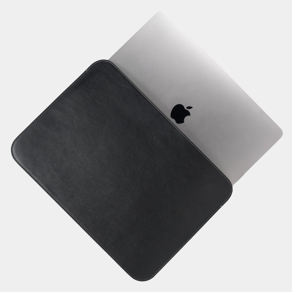 Pouch for Macbook 14'' Natural Black Leather | Marcel Robert - 2