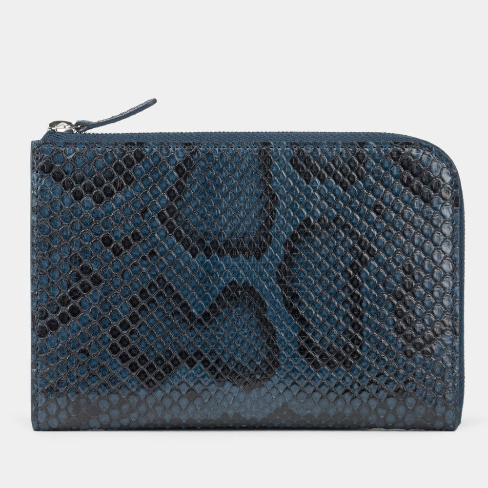 men’s python blue zip wallet with card holder