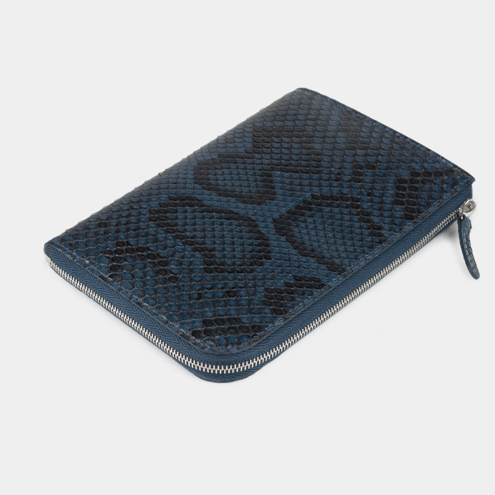 men’s python blue zip wallet with card holder