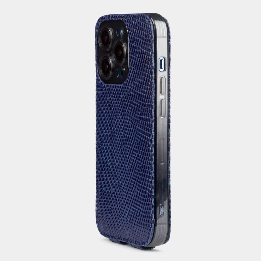 Luxury Blue Lizard Folio Case iPhone 14 Pro | Marcel Robert - 2