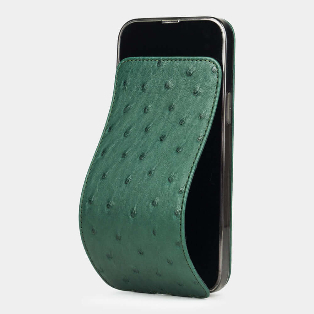 Ostrich Leather Case iPhone 13 Pro Max Green | Marcel Robert - 0