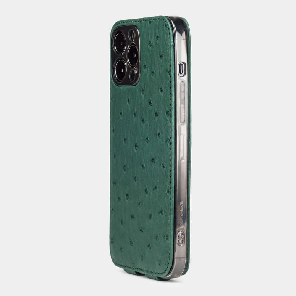 Ostrich Leather Case iPhone 13 Pro Max Green | Marcel Robert - 2