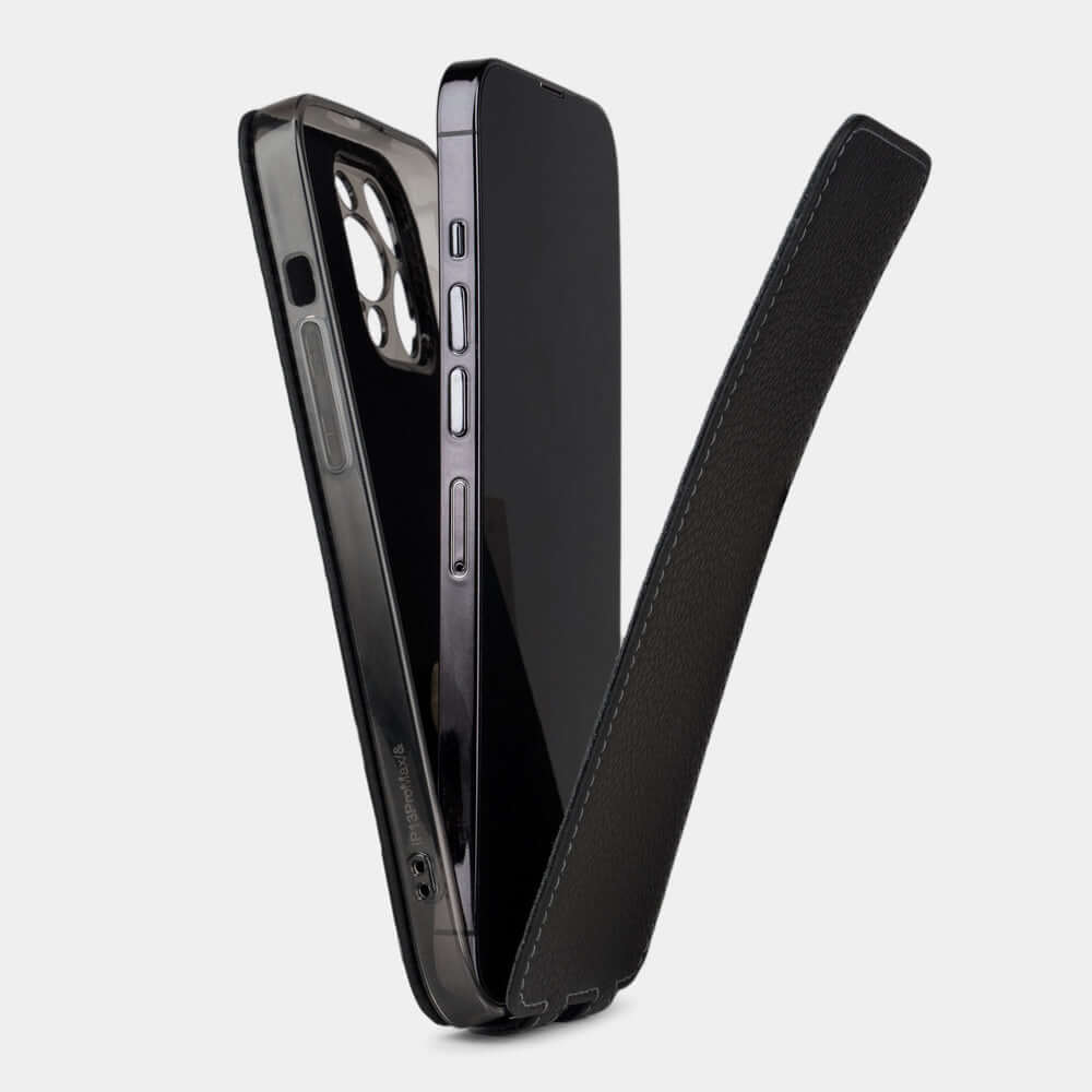Elegant Calf Leather Case iPhone 14 Pro Black | Marcel Robert - 3