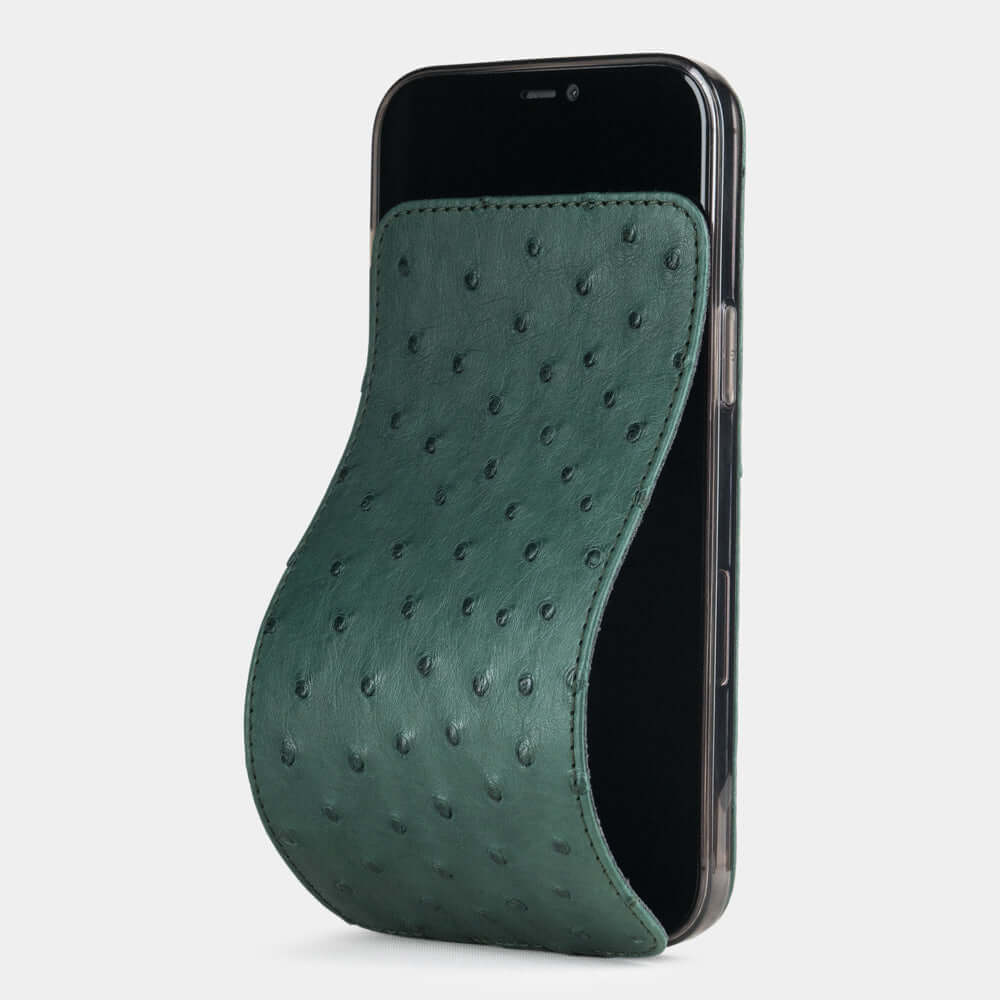 Ostrich Leather Case iPhone 12 Pro Green | Marcel Robert - 0