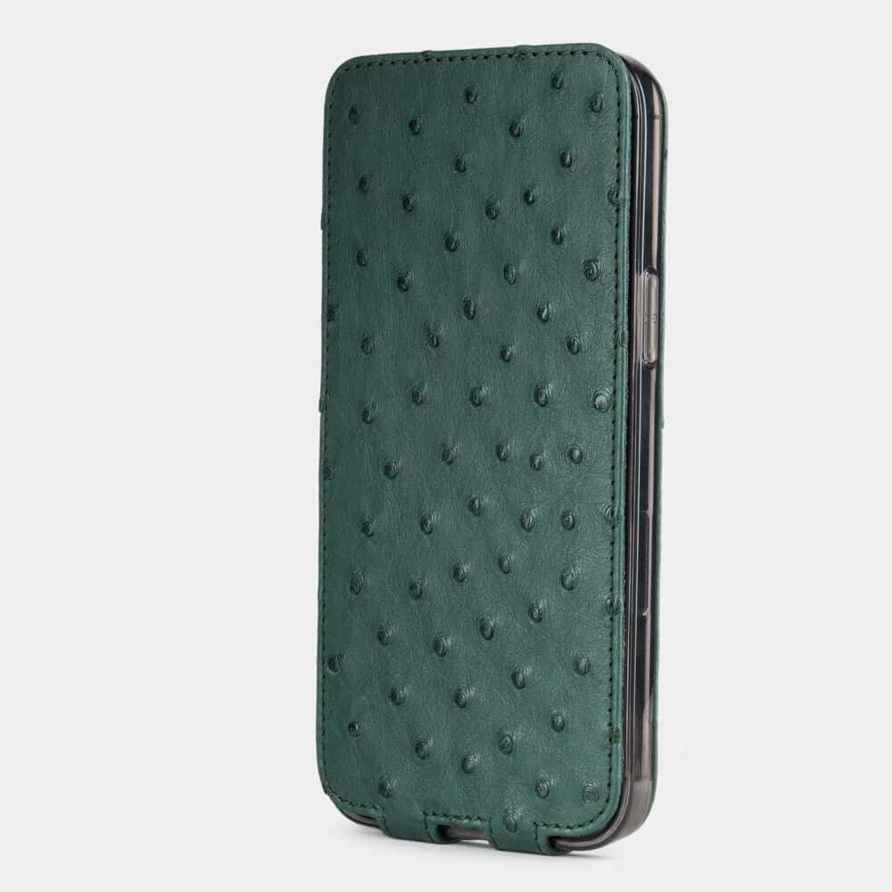 Ostrich Leather Case iPhone 12 Pro Green | Marcel Robert - 2