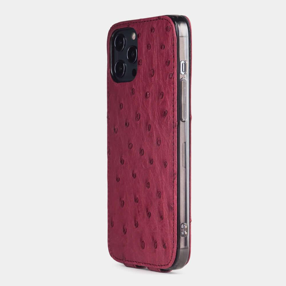 Ostrich Leather Case iPhone 12 Pro Max Rose | Marcel Robert - 3