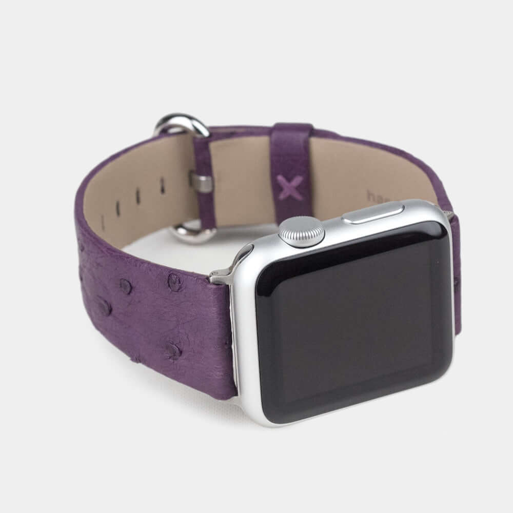 Ostrich Leather Strap Apple Watch 45/46mm Purple | Marcel Robert - 5