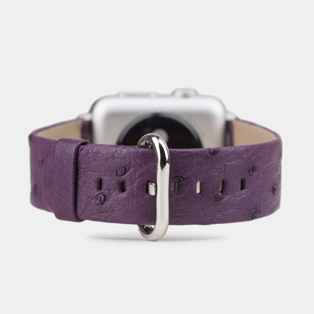 purple ostrich strap apple watch steel adapters and buckle main image