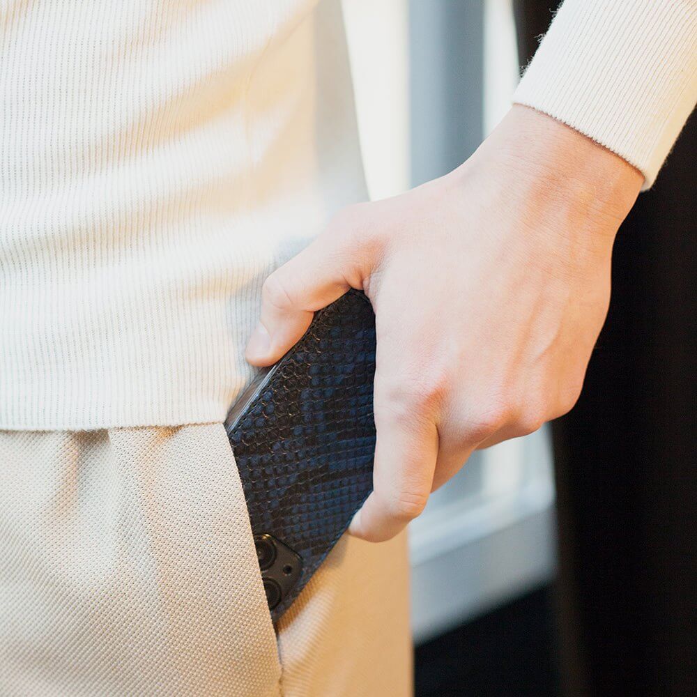 Blue Python Leather Case iPhone 15 Pro Max | Marcel Robert - 1